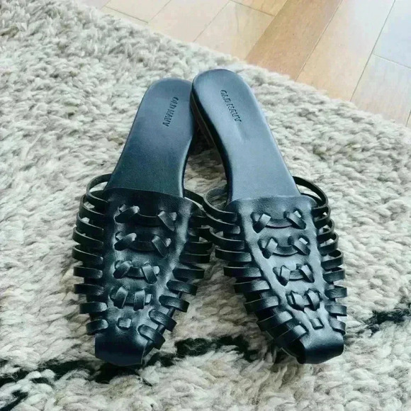 Old Navy Shoes - OLD NAVY black woven mule flats